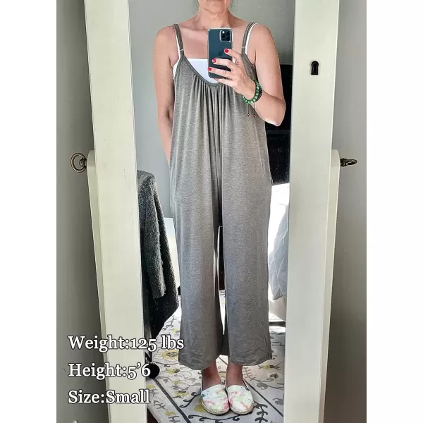 Happy Sailed Women's Casual Sleeveless Front Button Loose Jumpsuits Stretchy Long Pants Romper with Pockets