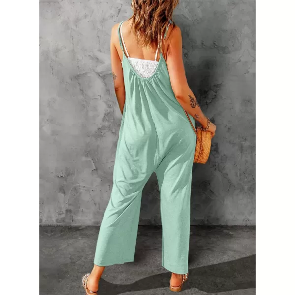 Happy Sailed Women's Casual Sleeveless Front Button Loose Jumpsuits Stretchy Long Pants Romper with Pockets