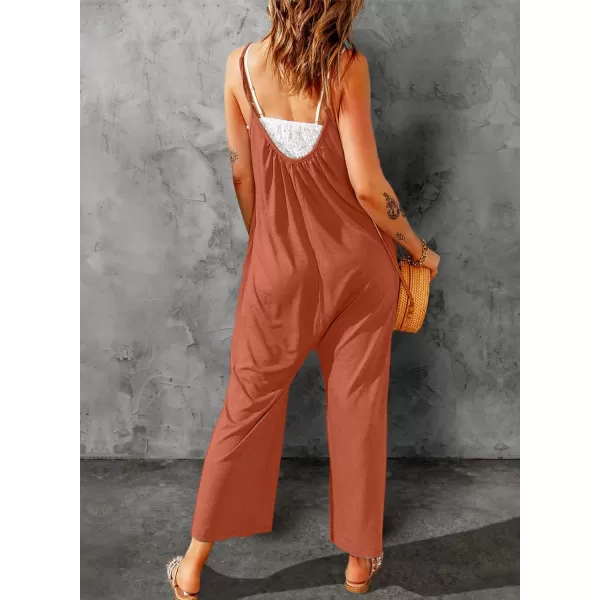 Happy Sailed Women's Casual Sleeveless Front Button Loose Jumpsuits Stretchy Long Pants Romper with Pockets