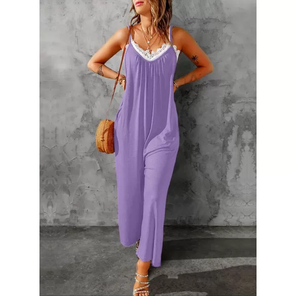 Happy Sailed Women's Casual Sleeveless Front Button Loose Jumpsuits Stretchy Long Pants Romper with Pockets