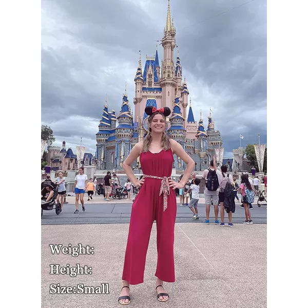 Happy Sailed Women's Casual Sleeveless Front Button Loose Jumpsuits Stretchy Long Pants Romper with Pockets