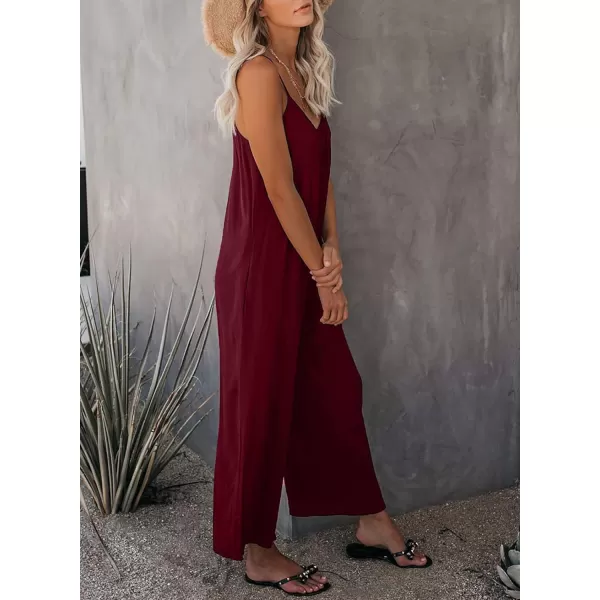 Happy Sailed Women's Casual Sleeveless Front Button Loose Jumpsuits Stretchy Long Pants Romper with Pockets