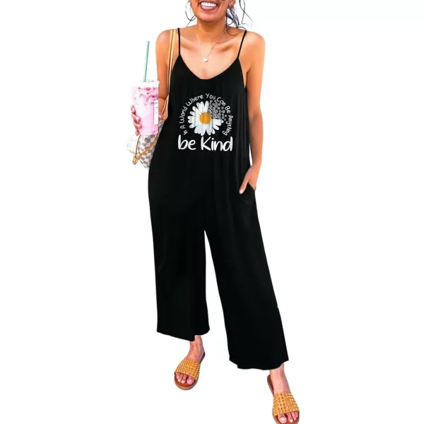 Happy Sailed Women's Casual Sleeveless Front Button Loose Jumpsuits Stretchy Long Pants Romper with Pockets
