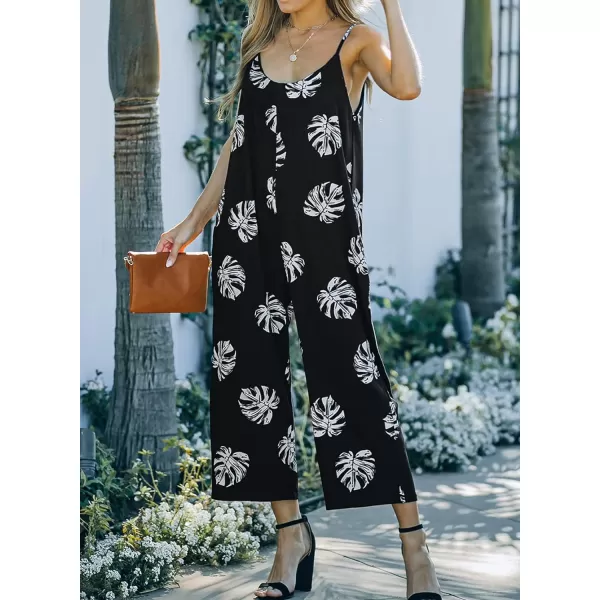 Happy Sailed Women's Casual Sleeveless Front Button Loose Jumpsuits Stretchy Long Pants Romper with Pockets