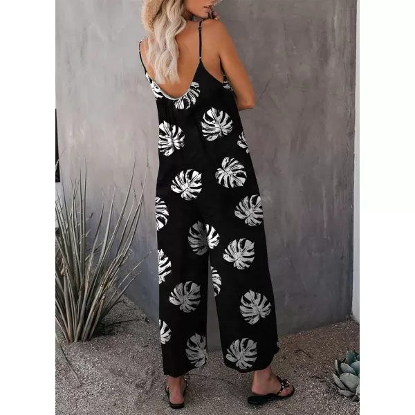 Happy Sailed Women's Casual Sleeveless Front Button Loose Jumpsuits Stretchy Long Pants Romper with Pockets