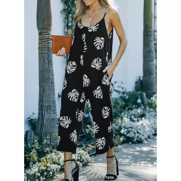 Happy Sailed Women's Casual Sleeveless Front Button Loose Jumpsuits Stretchy Long Pants Romper with Pockets