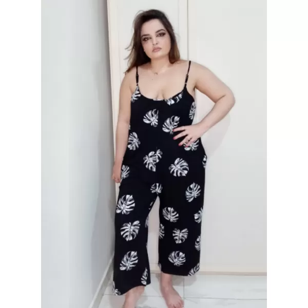Happy Sailed Women's Casual Sleeveless Front Button Loose Jumpsuits Stretchy Long Pants Romper with Pockets