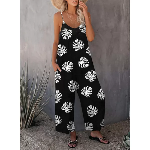 Happy Sailed Women's Casual Sleeveless Front Button Loose Jumpsuits Stretchy Long Pants Romper with Pockets
