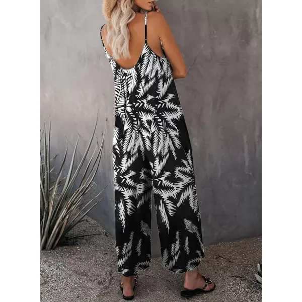 Happy Sailed Women's Casual Sleeveless Front Button Loose Jumpsuits Stretchy Long Pants Romper with Pockets
