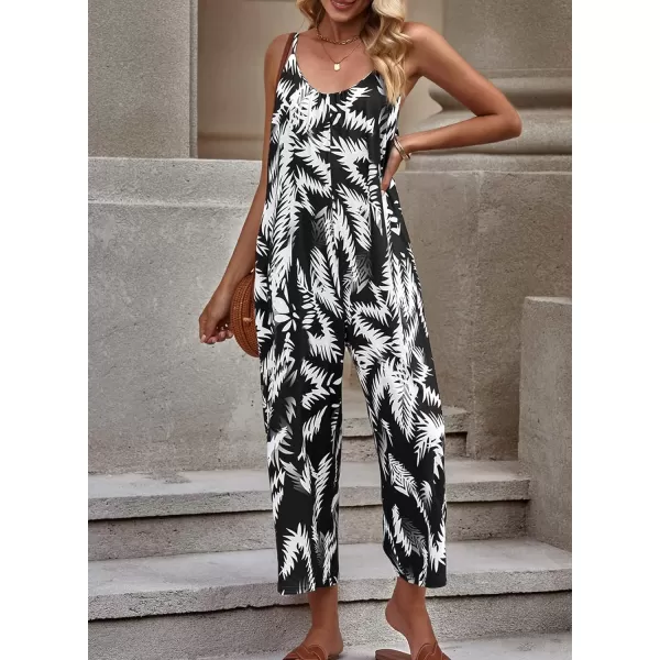 Happy Sailed Women's Casual Sleeveless Front Button Loose Jumpsuits Stretchy Long Pants Romper with Pockets