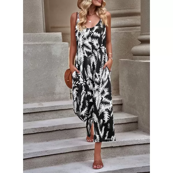 Happy Sailed Women's Casual Sleeveless Front Button Loose Jumpsuits Stretchy Long Pants Romper with Pockets