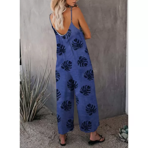 Happy Sailed Women's Casual Sleeveless Front Button Loose Jumpsuits Stretchy Long Pants Romper with Pockets