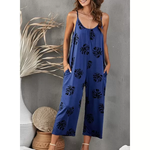 Happy Sailed Women's Casual Sleeveless Front Button Loose Jumpsuits Stretchy Long Pants Romper with Pockets