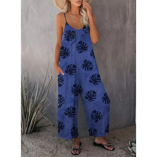 Happy Sailed Women's Casual Sleeveless Front Button Loose Jumpsuits Stretchy Long Pants Romper with Pockets