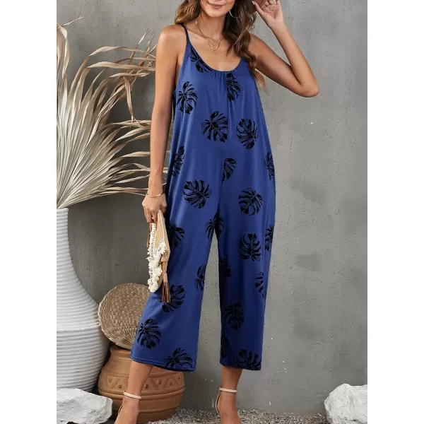 Happy Sailed Women's Casual Sleeveless Front Button Loose Jumpsuits Stretchy Long Pants Romper with Pockets