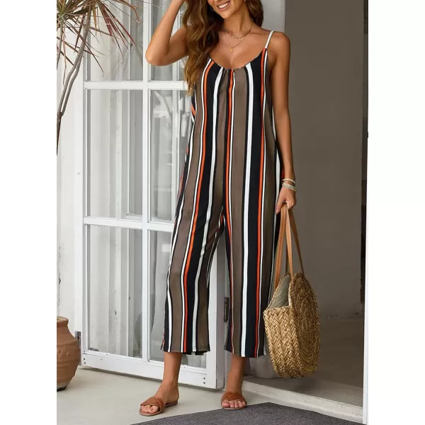 Happy Sailed Women's Casual Sleeveless Front Button Loose Jumpsuits Stretchy Long Pants Romper with Pockets