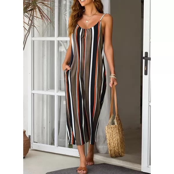 Happy Sailed Women's Casual Sleeveless Front Button Loose Jumpsuits Stretchy Long Pants Romper with Pockets