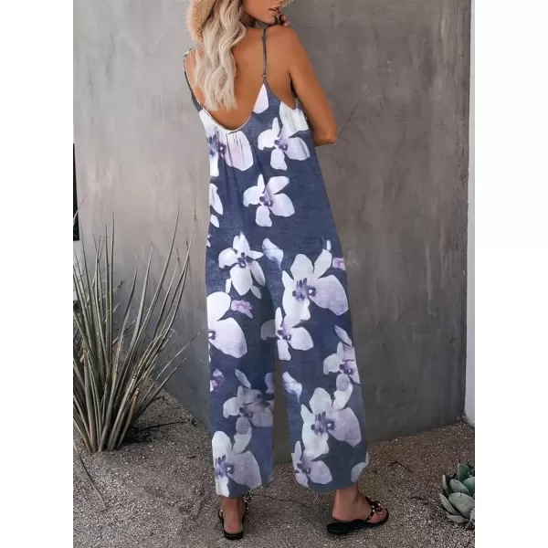 Happy Sailed Women's Casual Sleeveless Front Button Loose Jumpsuits Stretchy Long Pants Romper with Pockets