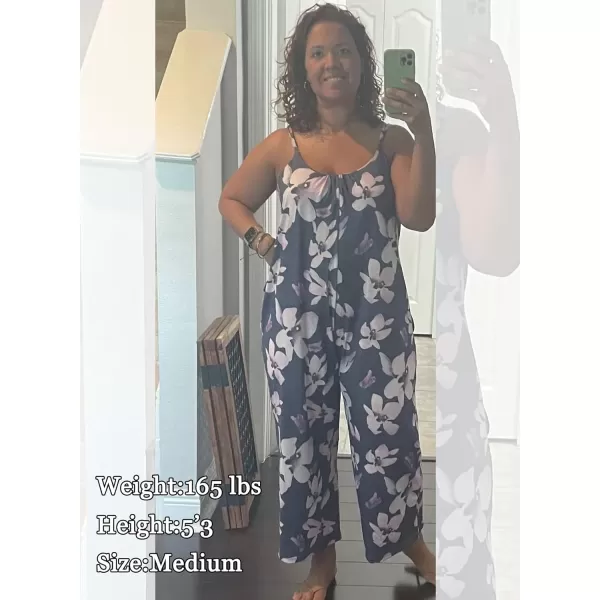 Happy Sailed Women's Casual Sleeveless Front Button Loose Jumpsuits Stretchy Long Pants Romper with Pockets