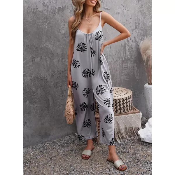 Happy Sailed Women's Casual Sleeveless Front Button Loose Jumpsuits Stretchy Long Pants Romper with Pockets