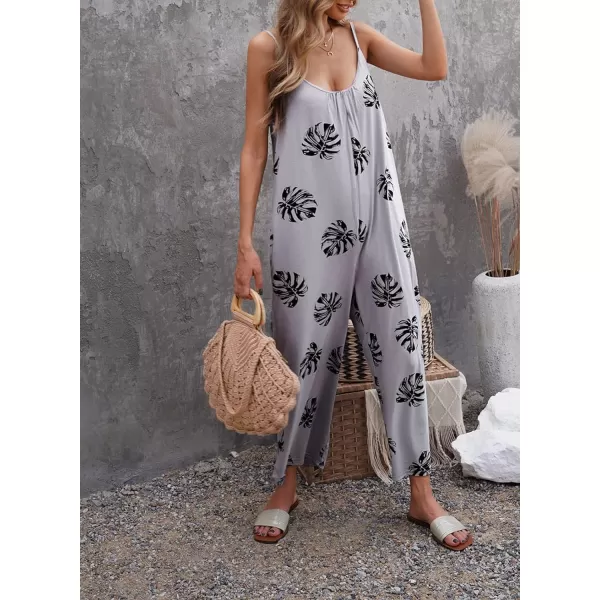 Happy Sailed Women's Casual Sleeveless Front Button Loose Jumpsuits Stretchy Long Pants Romper with Pockets