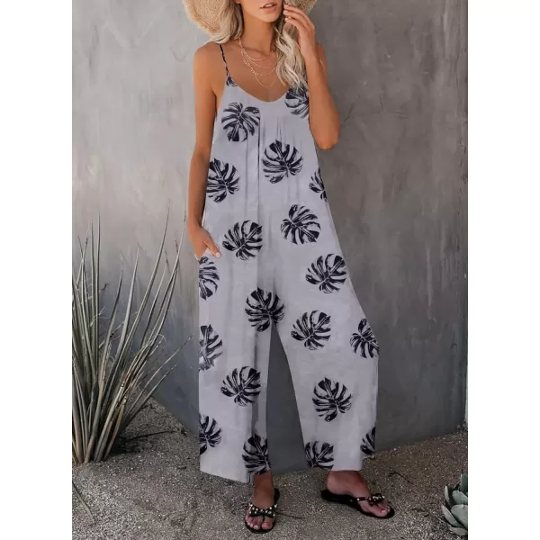 Happy Sailed Women's Casual Sleeveless Front Button Loose Jumpsuits Stretchy Long Pants Romper with Pockets