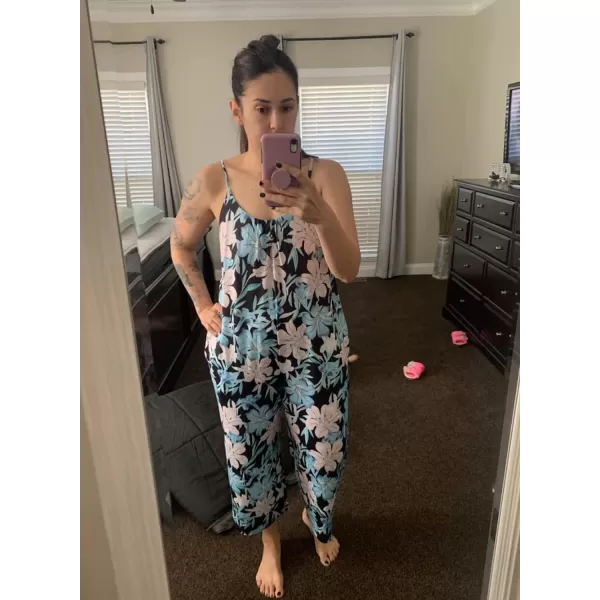 Happy Sailed Women's Casual Sleeveless Front Button Loose Jumpsuits Stretchy Long Pants Romper with Pockets