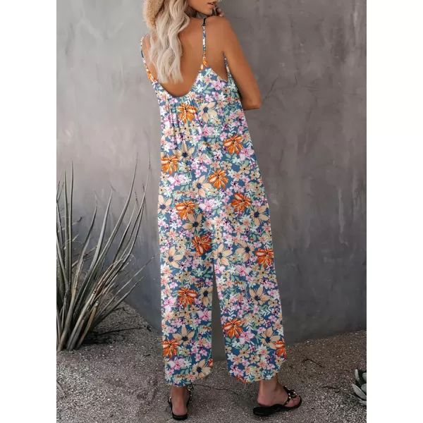 Happy Sailed Women's Casual Sleeveless Front Button Loose Jumpsuits Stretchy Long Pants Romper with Pockets