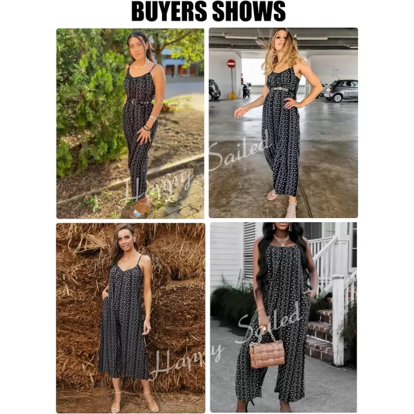 Happy Sailed Women's Casual Sleeveless Front Button Loose Jumpsuits Stretchy Long Pants Romper with Pockets