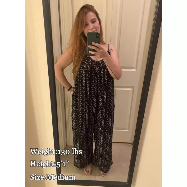 Happy Sailed Women's Casual Sleeveless Front Button Loose Jumpsuits Stretchy Long Pants Romper with Pockets