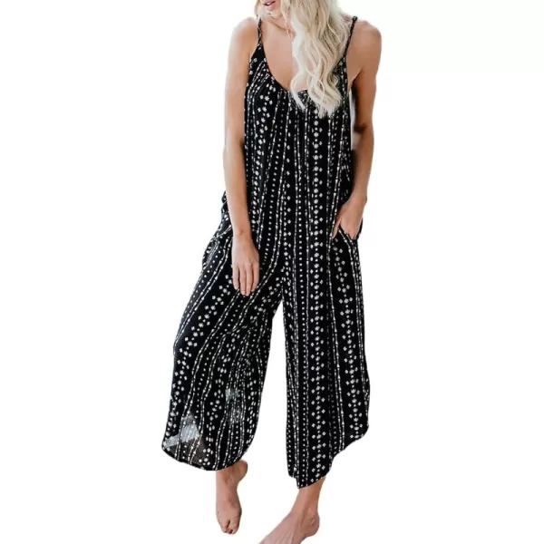 Happy Sailed Women's Casual Sleeveless Front Button Loose Jumpsuits Stretchy Long Pants Romper with Pockets