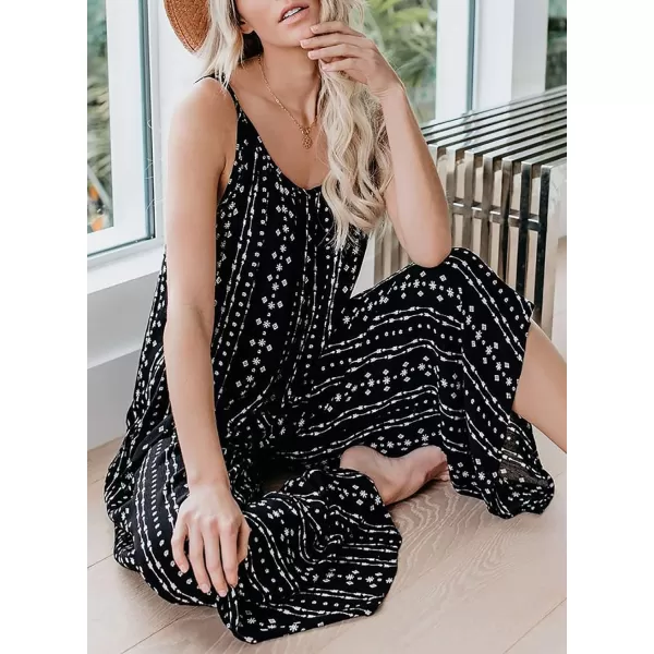 Happy Sailed Women's Casual Sleeveless Front Button Loose Jumpsuits Stretchy Long Pants Romper with Pockets