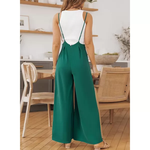Happy Sailed Women's Casual Sleeveless Front Button Loose Jumpsuits Stretchy Long Pants Romper with Pockets