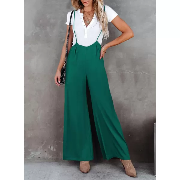Happy Sailed Women's Casual Sleeveless Front Button Loose Jumpsuits Stretchy Long Pants Romper with Pockets