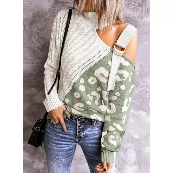 Happy Sailed Womens Cold Shoulder Sweaters High Neck Long Sleeve Oversized Knitted Jumper Pullover Sweater Tops S-2XL