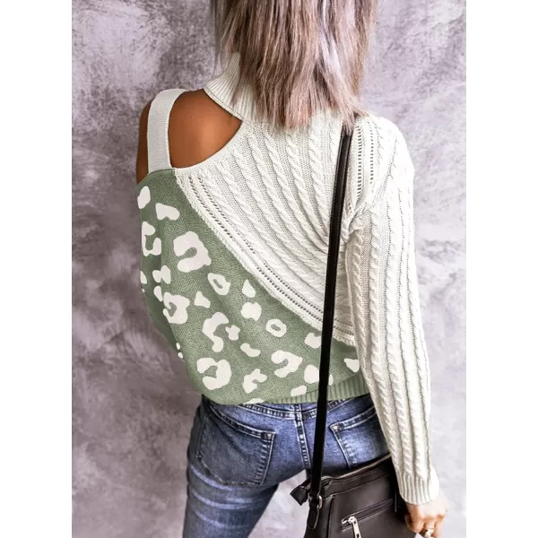 Happy Sailed Womens Cold Shoulder Sweaters High Neck Long Sleeve Oversized Knitted Jumper Pullover Sweater Tops S-2XL