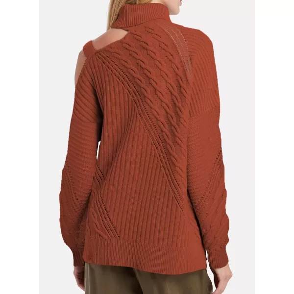 Happy Sailed Womens Cold Shoulder Sweaters High Neck Long Sleeve Oversized Knitted Jumper Pullover Sweater Tops S-2XL
