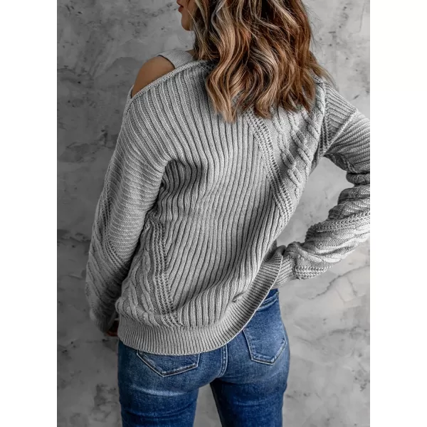 Happy Sailed Womens Cold Shoulder Sweaters High Neck Long Sleeve Oversized Knitted Jumper Pullover Sweater Tops S-2XL