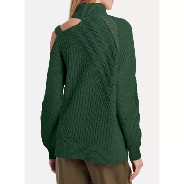 Happy Sailed Womens Cold Shoulder Sweaters High Neck Long Sleeve Oversized Knitted Jumper Pullover Sweater Tops S-2XL