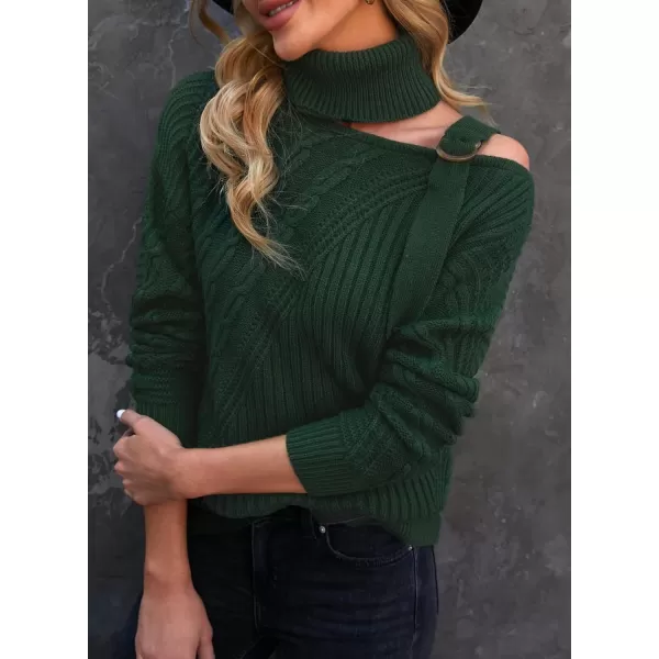 Happy Sailed Womens Cold Shoulder Sweaters High Neck Long Sleeve Oversized Knitted Jumper Pullover Sweater Tops S-2XL