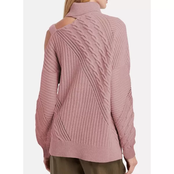 Happy Sailed Womens Cold Shoulder Sweaters High Neck Long Sleeve Oversized Knitted Jumper Pullover Sweater Tops S-2XL