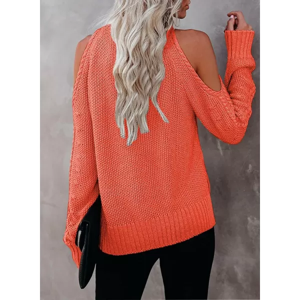 Happy Sailed Womens Cold Shoulder Sweaters High Neck Long Sleeve Oversized Knitted Jumper Pullover Sweater Tops S-2XL