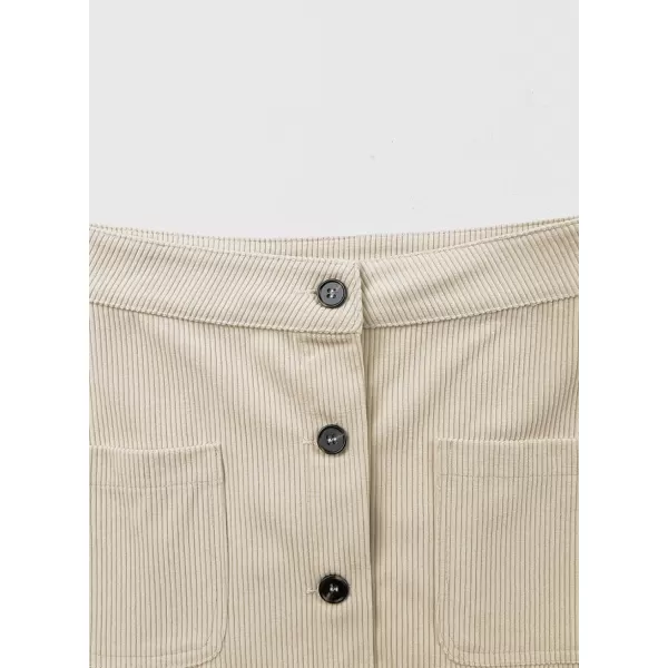 Happy Sailed Womens Corduroy Skirts Fall Winter High Waist Button Down A-line Short Mini Skirt with Pockets