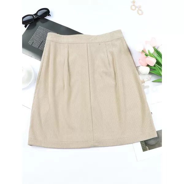 Happy Sailed Womens Corduroy Skirts Fall Winter High Waist Button Down A-line Short Mini Skirt with Pockets