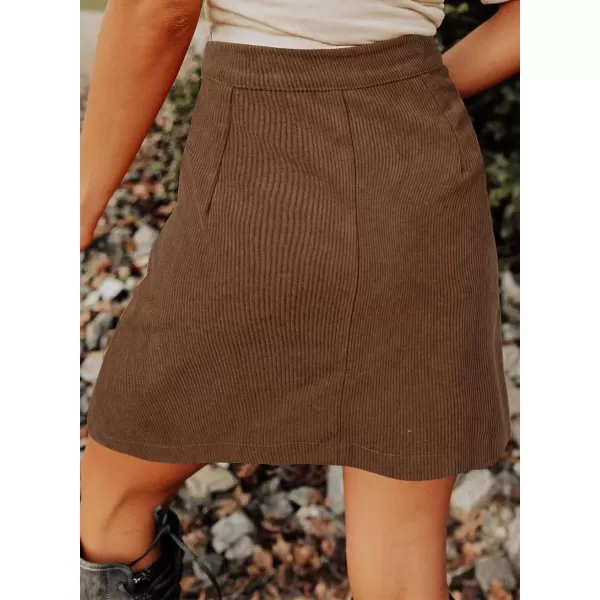 Happy Sailed Womens Corduroy Skirts Fall Winter High Waist Button Down A-line Short Mini Skirt with Pockets