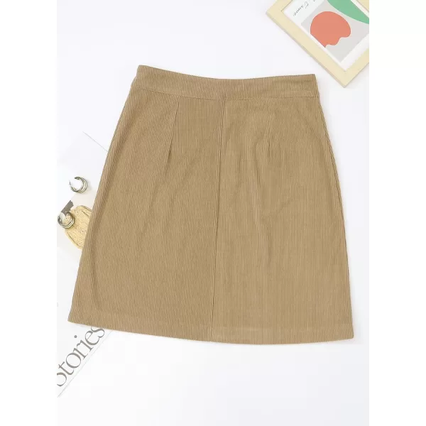 Happy Sailed Womens Corduroy Skirts Fall Winter High Waist Button Down A-line Short Mini Skirt with Pockets