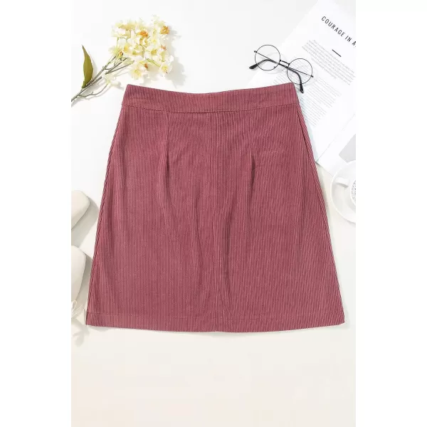 Happy Sailed Womens Corduroy Skirts Fall Winter High Waist Button Down A-line Short Mini Skirt with Pockets