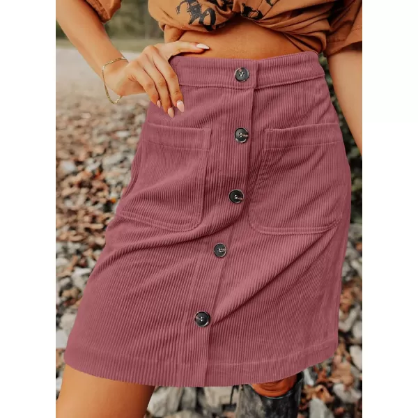 Happy Sailed Womens Corduroy Skirts Fall Winter High Waist Button Down A-line Short Mini Skirt with Pockets