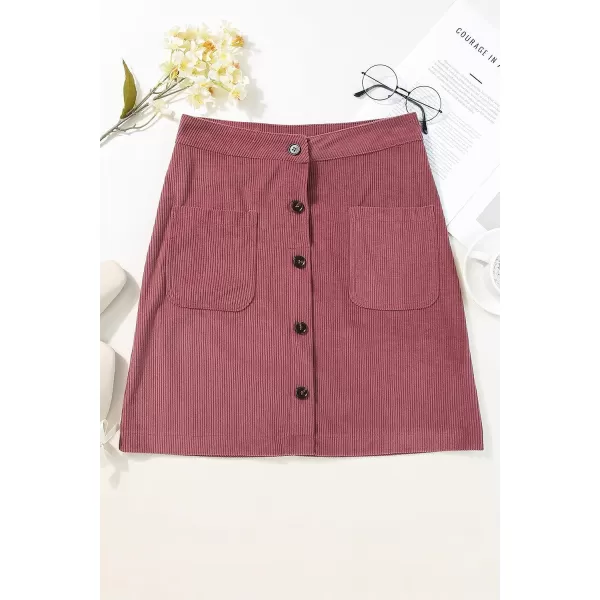 Happy Sailed Womens Corduroy Skirts Fall Winter High Waist Button Down A-line Short Mini Skirt with Pockets