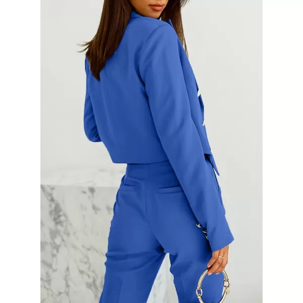 Happy Sailed Women's Double Breasted Lapel Blazers Casual Long Sleeve Open Front Crop Blazer Jackets